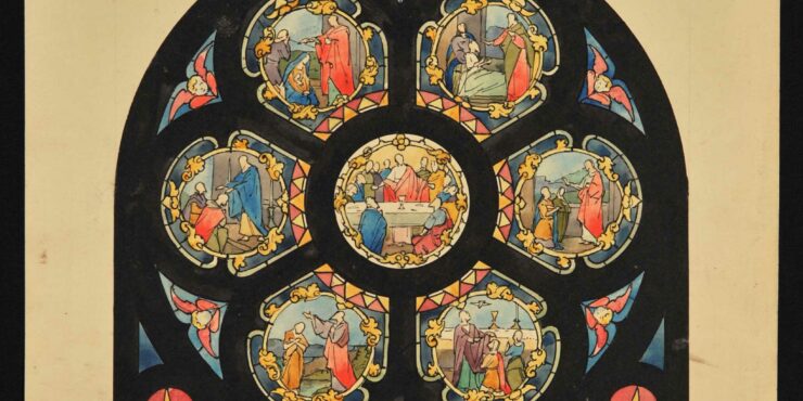 Les Sacrements 2 Vitrail Les 7 sacrements par Louis Chanussot. 42FI 29 12 Lot 1 Media 1 Archives du Calvados