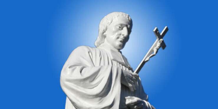 Lancement de l'année avec le Père Louis-Marie Grignion-de-Montfort 2 Grignion de Montfort statue 003 B 637x1024 1