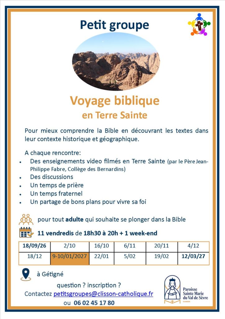 PetitGroupe VoyageBiblique2026 affiche