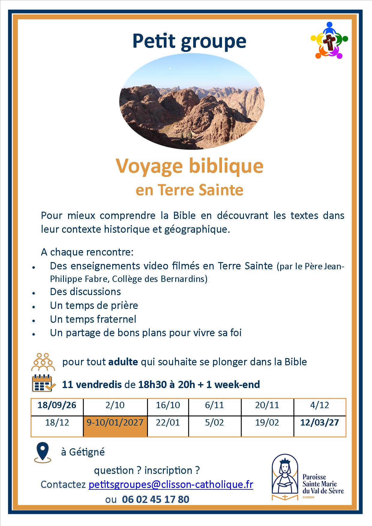 PetitGroupe VoyageBiblique2026 affiche